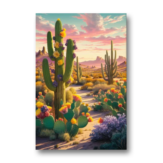 Phoenix Cactus Scene - Canvas Wall Art - Front