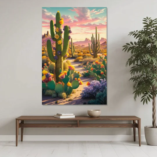 Phoenix Cactus Scene - Canvas Wall Art - Coffee Table - 40x60