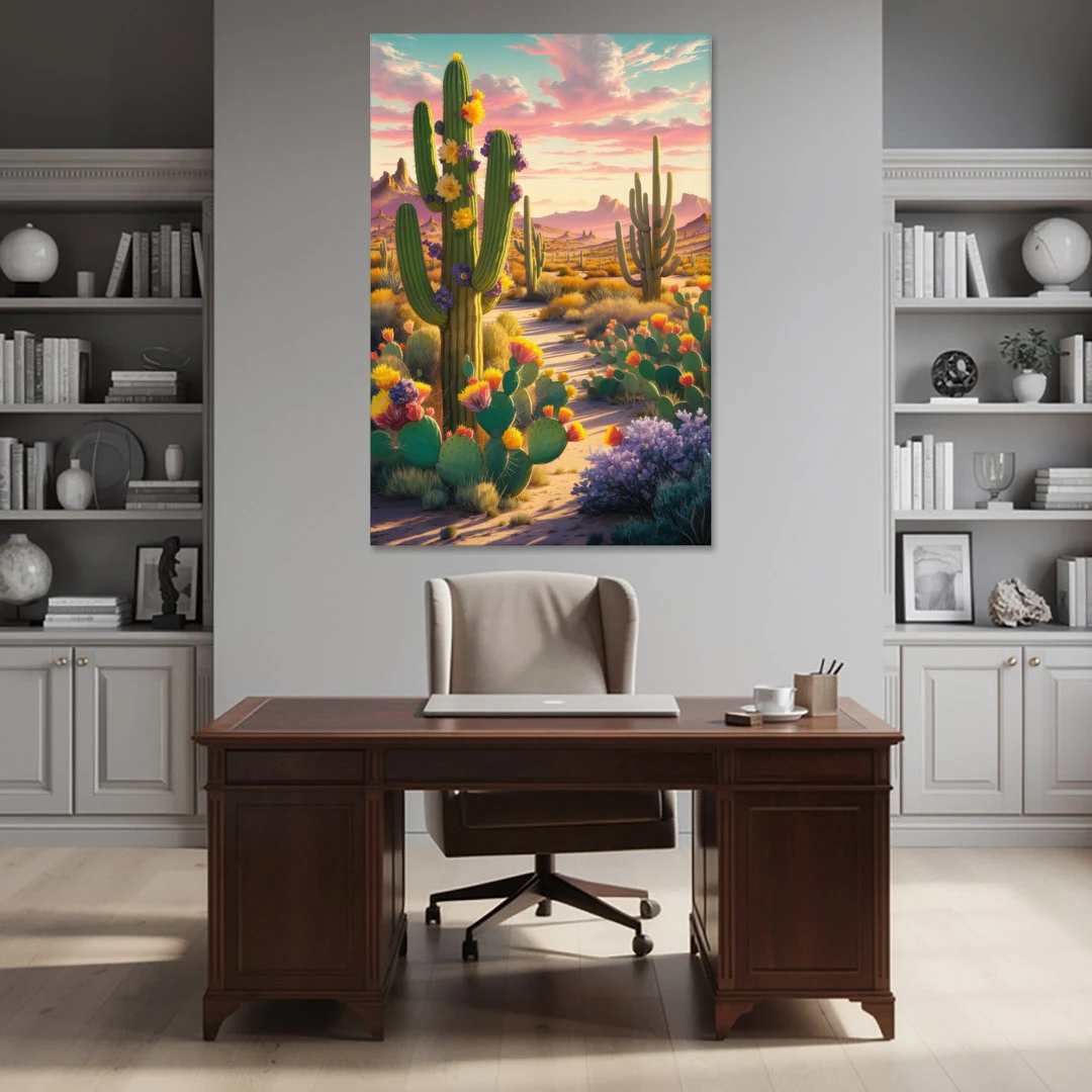 Phoenix Cactus Scene - Canvas Wall Art - Office - 40x60
