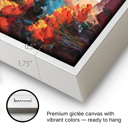 Phoenix Mountain Horizon - White Framed Canvas Wall Art - Gallery Wrap Corner