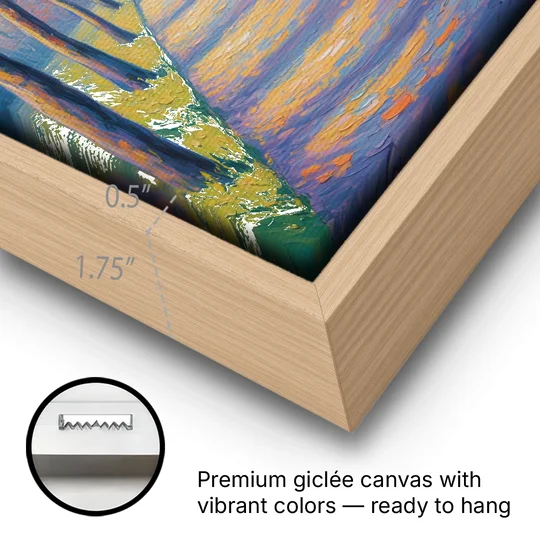 Phoenix Park Tranquility - Oak Framed Canvas Wall Art - Gallery Wrap Corner