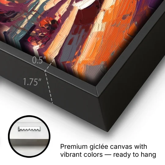 Phoenix Rising Desert Colors - Black Framed Canvas Wall Art - Gallery Wrap Corner