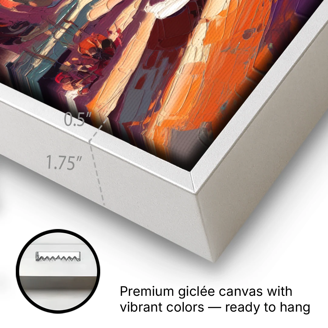 Phoenix Rising Desert Colors - White Framed Canvas Wall Art - Gallery Wrap Corner