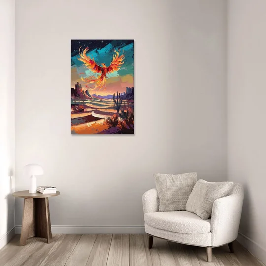 Phoenix Rising Desert Colors - Canvas Wall Art - Sofa - 24x36