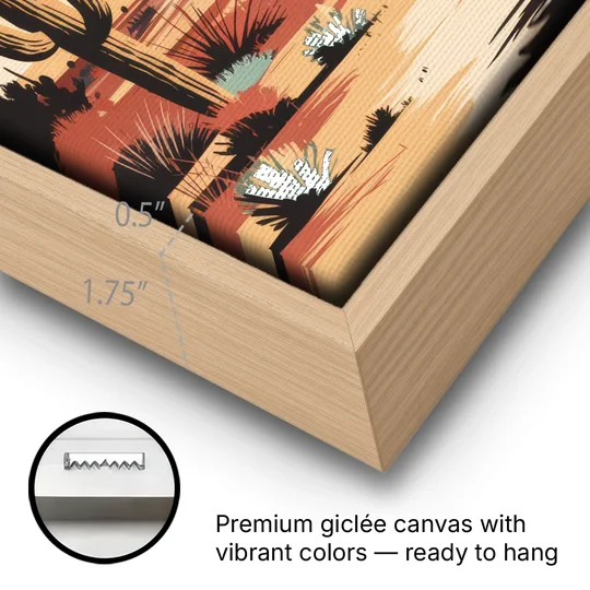 Phoenix Scenic Desert Beauty - Oak Framed Canvas Wall Art - Gallery Wrap Corner