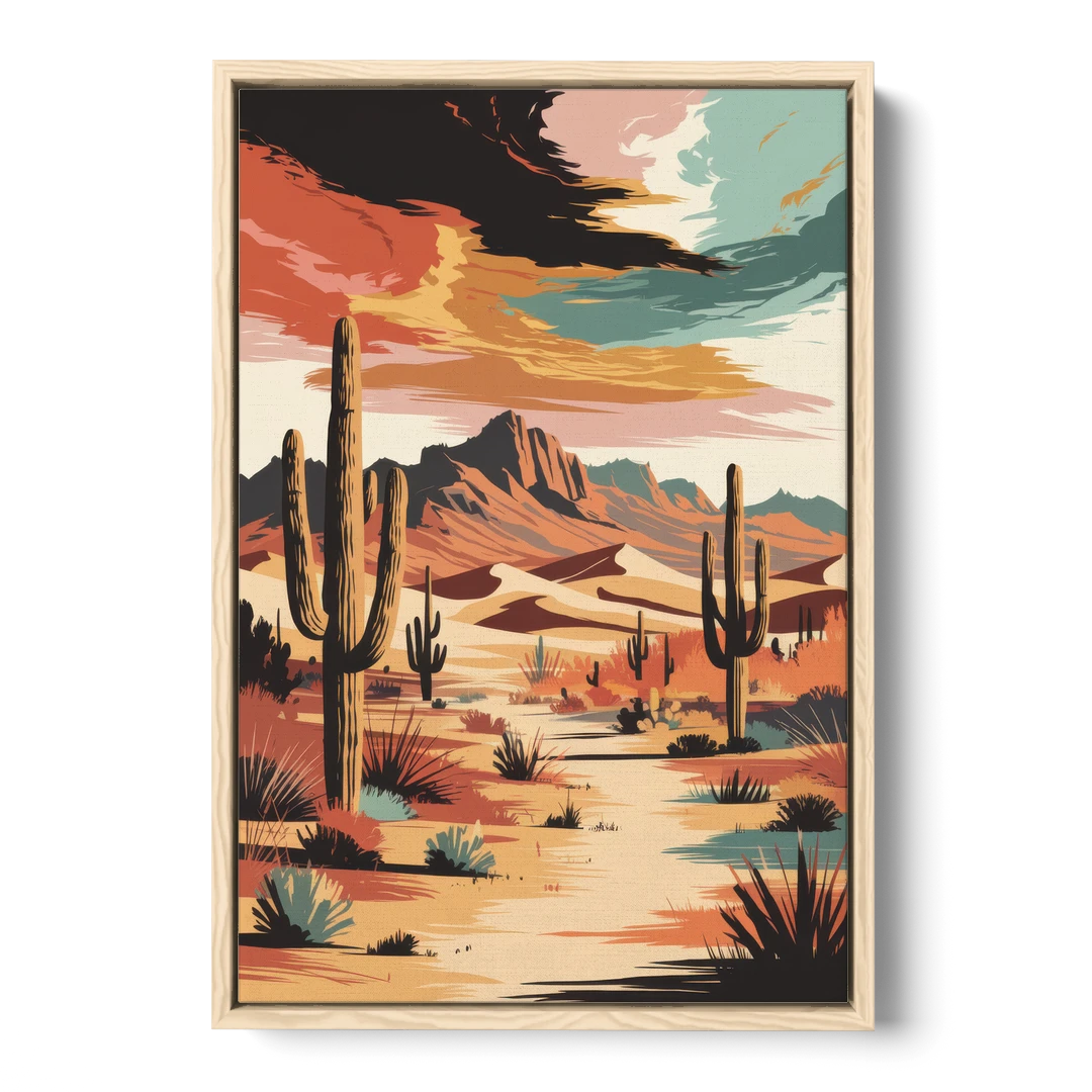 Phoenix Scenic Desert Beauty - Oak Framed Canvas Wall Art - Front