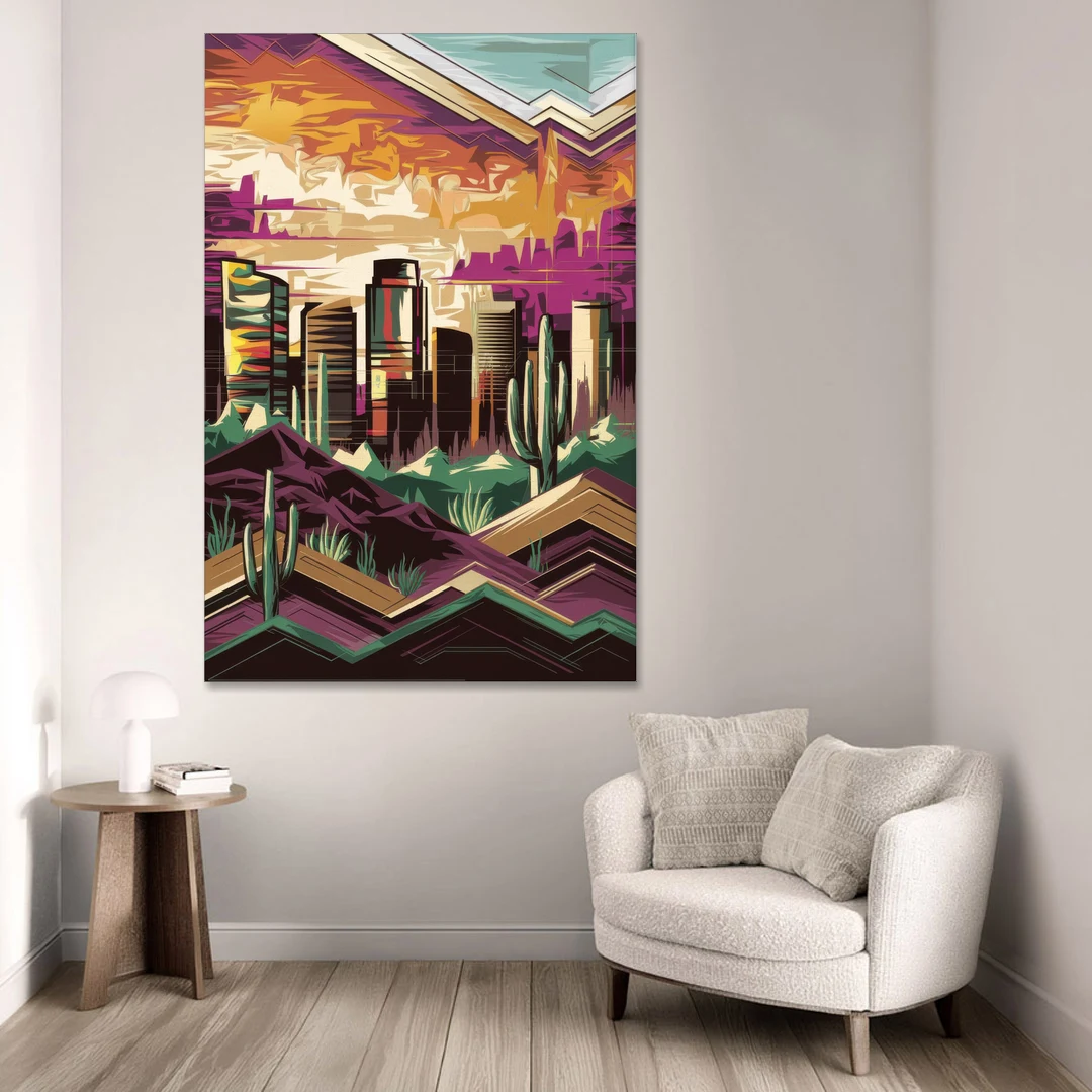 Phoenix Skyline at Sunset - Canvas Wall Art - Sofa - 40x60