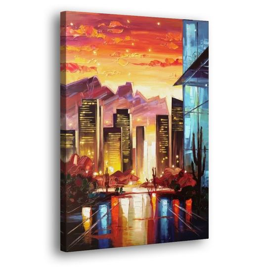 Phoenix Sunsets Over the City - Canvas Wall Art - Side
