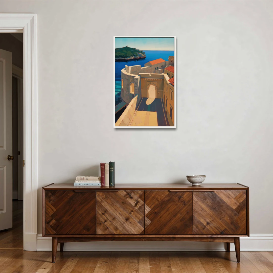 Pile Gate Majesty - White Framed Canvas Wall Art - Coffee Table - 24x36