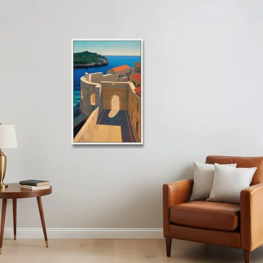 Pile Gate Majesty - White Framed Canvas Wall Art - Sofa - 24x36