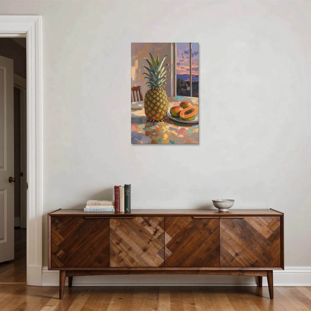 Pineapple and Papaya at Dusk for the Dining Room - Canvas Wall Art - Coffee Table - 24x36