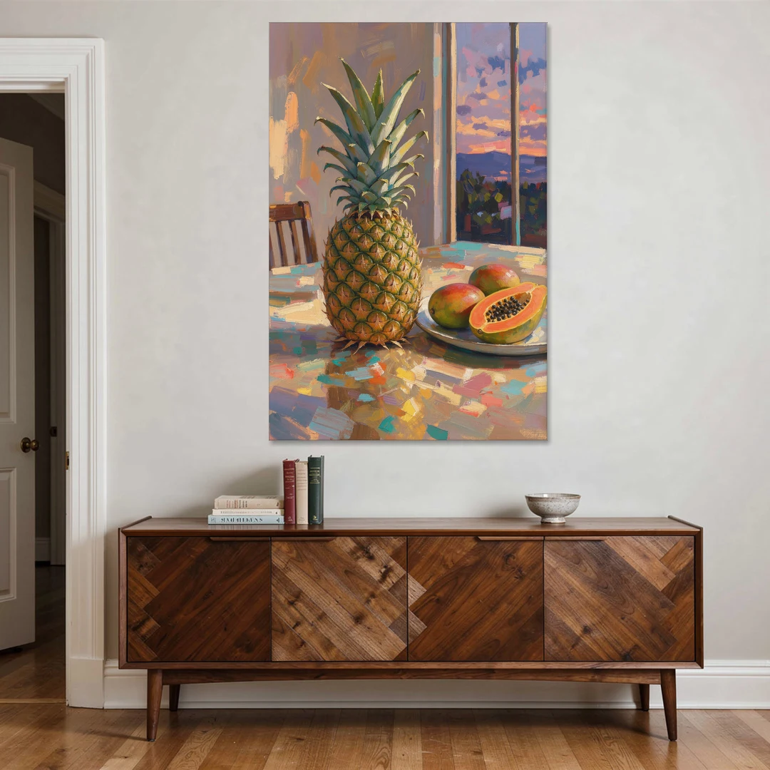 Pineapple and Papaya at Dusk for the Dining Room - Canvas Wall Art - Coffee Table - 40x60