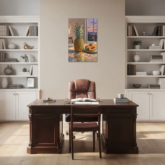 Pineapple and Papaya at Dusk for the Dining Room - Canvas Wall Art - Office - 24x36