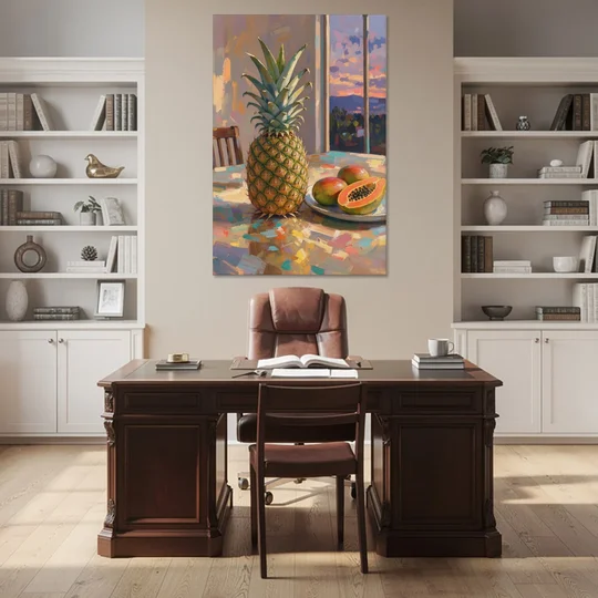 Pineapple and Papaya at Dusk for the Dining Room - Canvas Wall Art - Office - 40x60