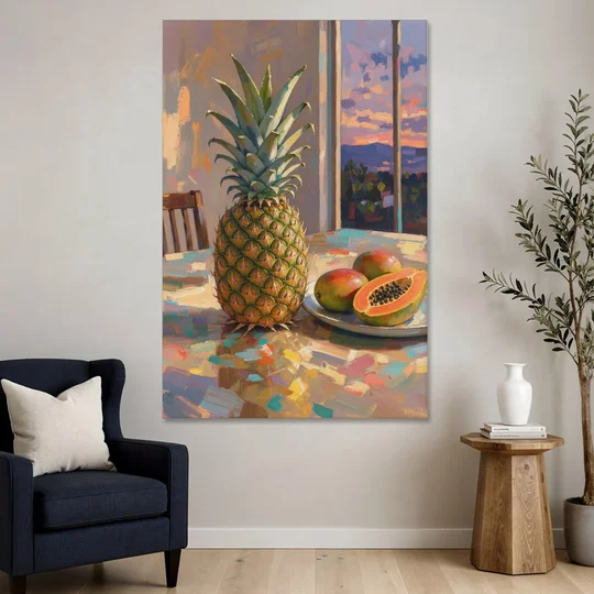 Pineapple and Papaya at Dusk for the Dining Room - Canvas Wall Art - Sofa - 40x60