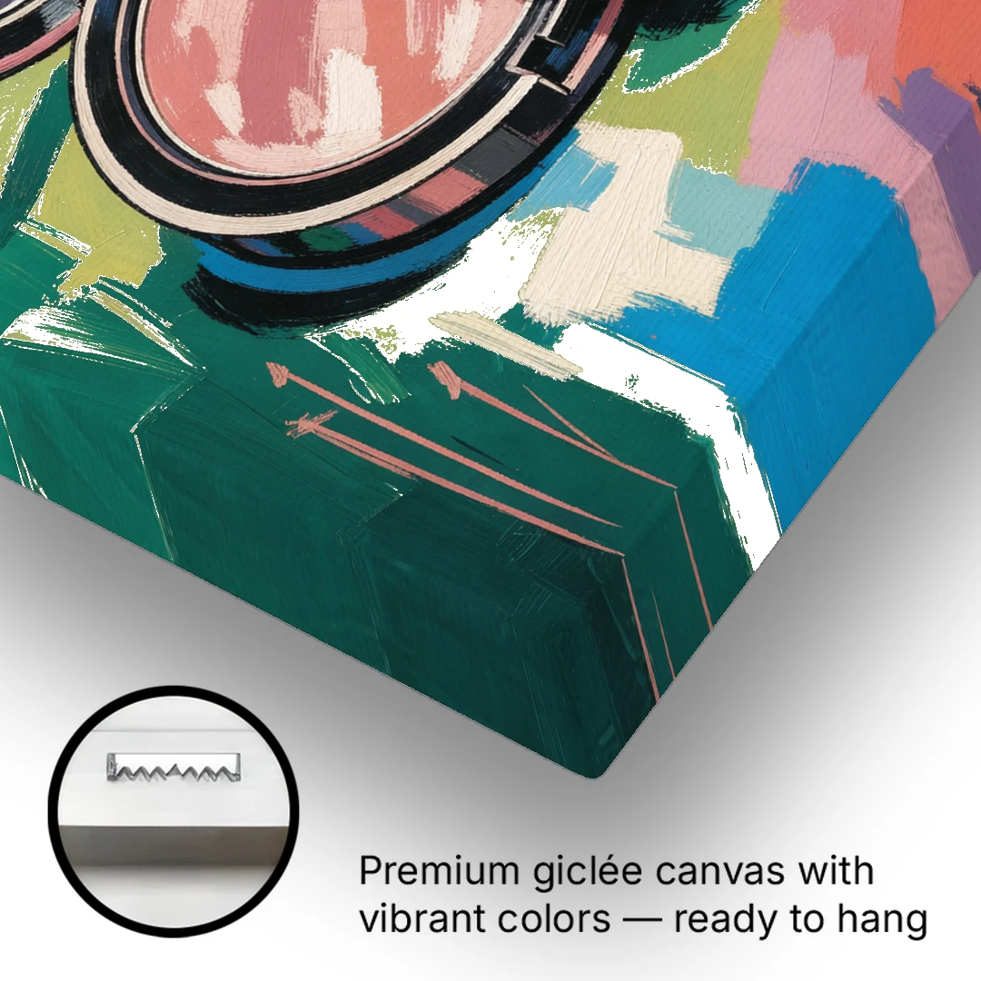 Pink Bathroom Wall Art with an Open Powder Compact - Canvas Wall Art - Gallery Wrap Corner