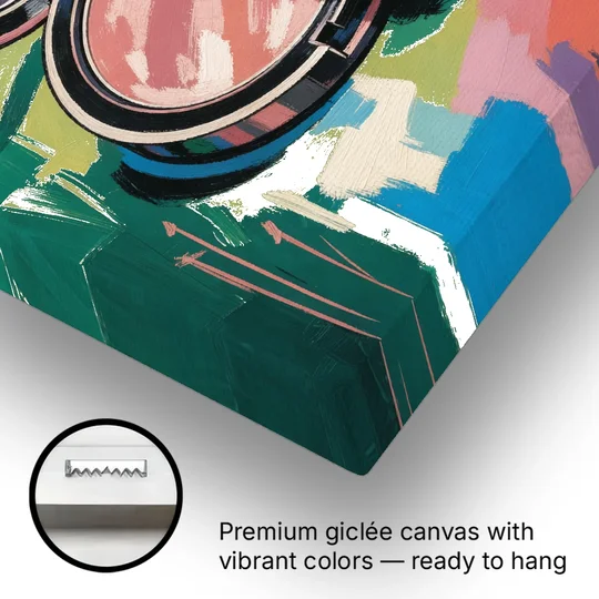 Pink Bathroom Wall Art with an Open Powder Compact - Canvas Wall Art - Gallery Wrap Corner