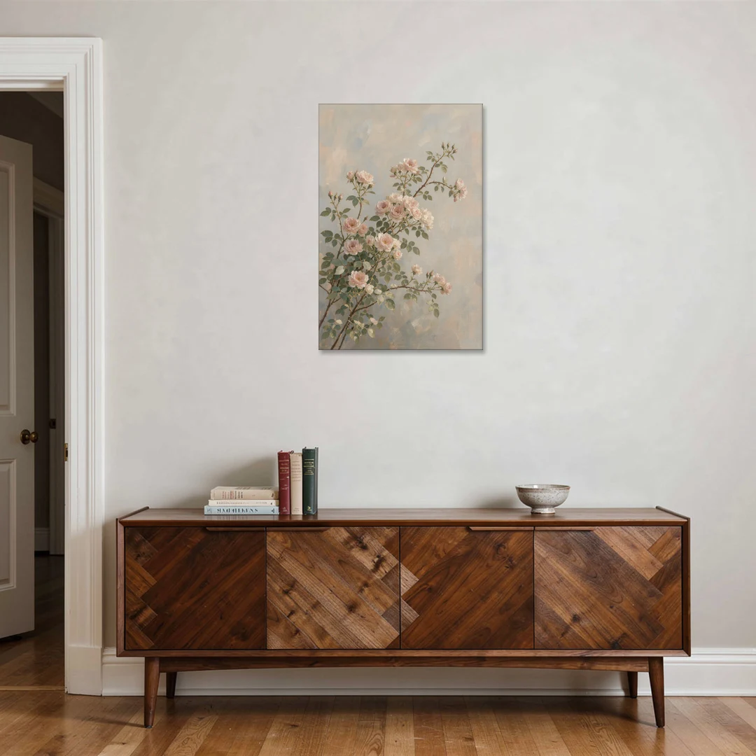Pink Floral Canvas Art of Rambling Rose Canes - Canvas Wall Art - Coffee Table - 24x36