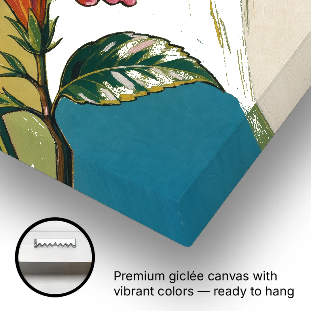 Pink Hibiscus with Long Reaching Stamen - Canvas Wall Art - Gallery Wrap Corner