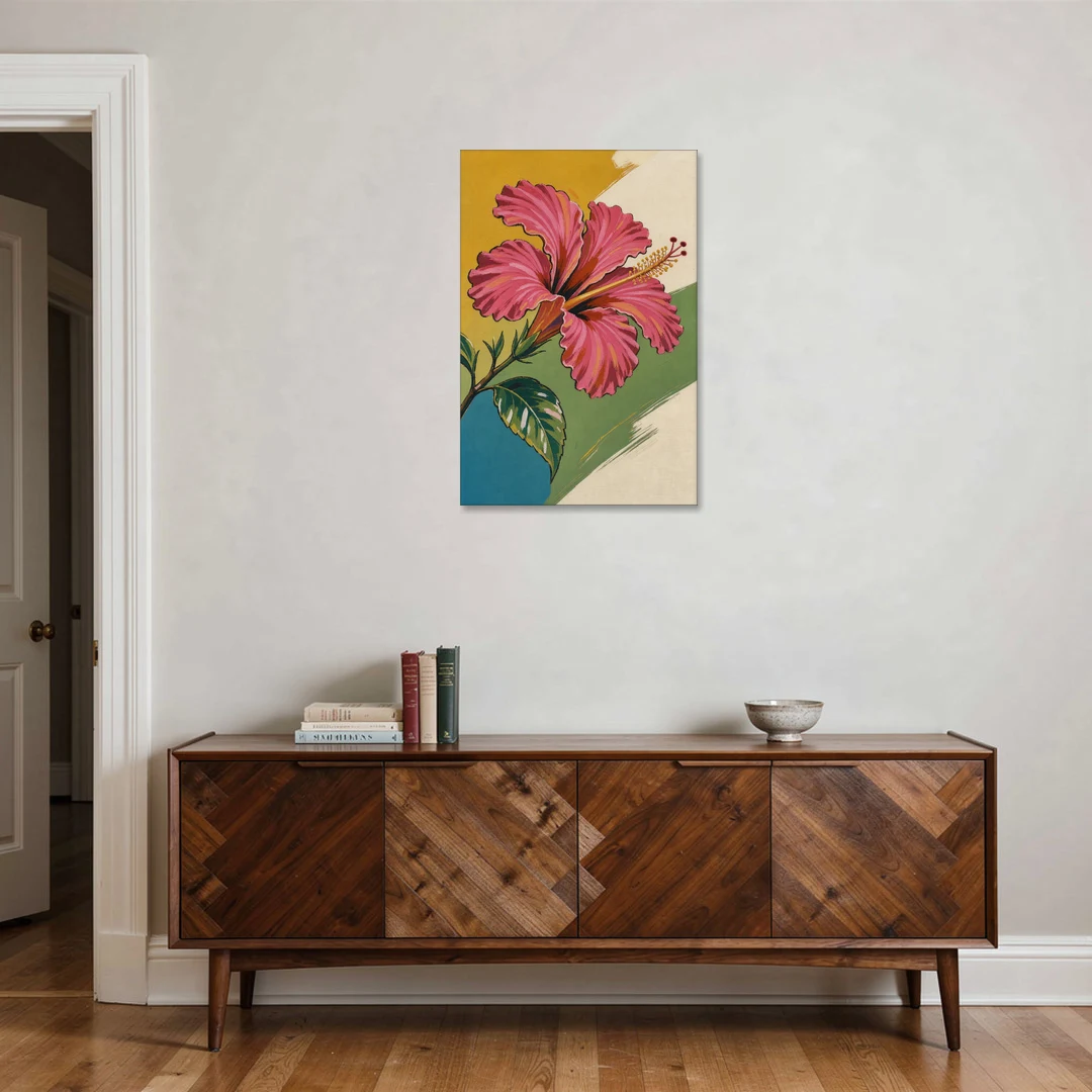 Pink Hibiscus with Long Reaching Stamen - Canvas Wall Art - Coffee Table - 24x36
