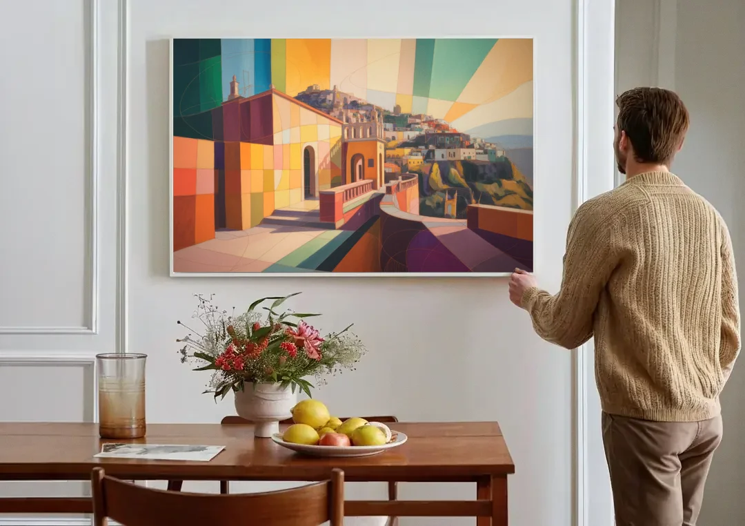 Pípila Overlook canvas wall art above a dining table