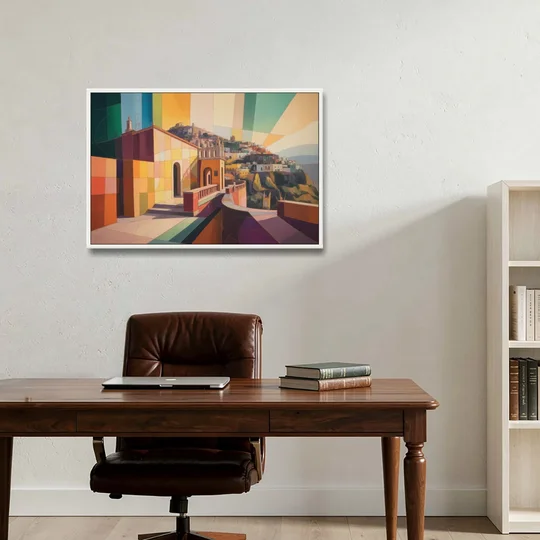 Pípila Overlook - White Framed Canvas Wall Art - Office - 36x24