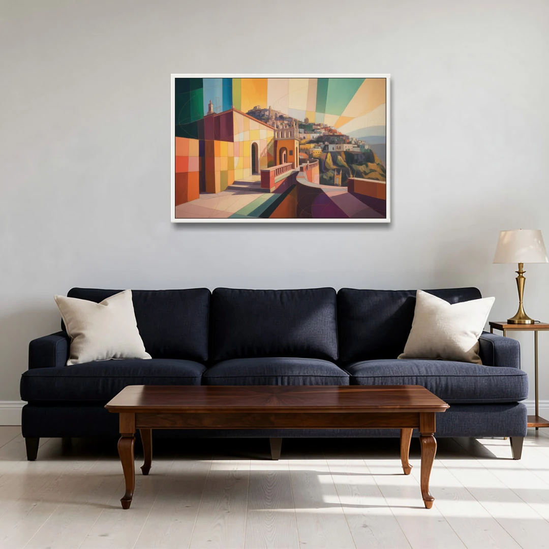 Pípila Overlook - White Framed Canvas Wall Art - Sofa - 36x24