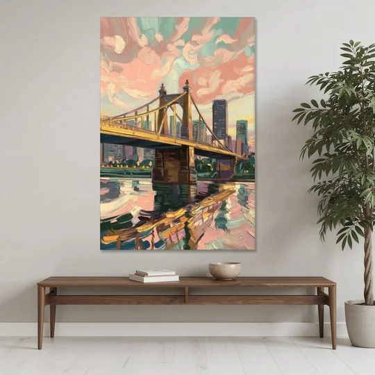 Pittsburgh Bridges and Rivers - Canvas Wall Art - Coffee Table - 40x60