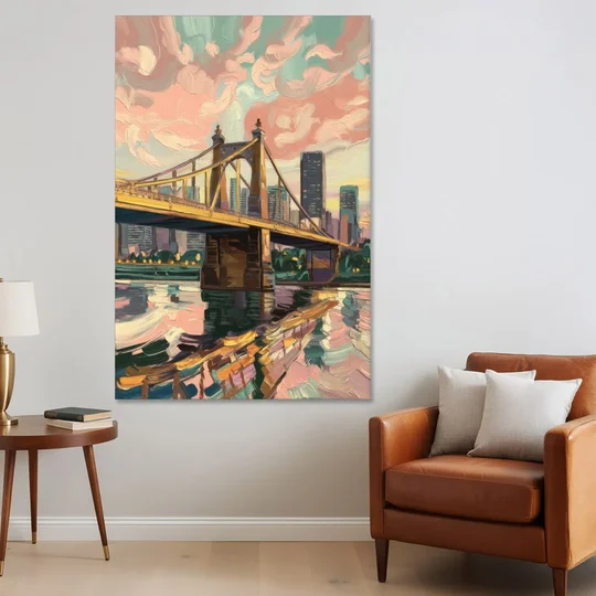 Pittsburgh Bridges and Rivers - Canvas Wall Art - Sofa - 40x60
