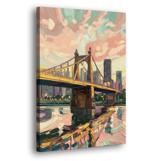 Pittsburgh Bridges and Rivers - Canvas Wall Art - Side