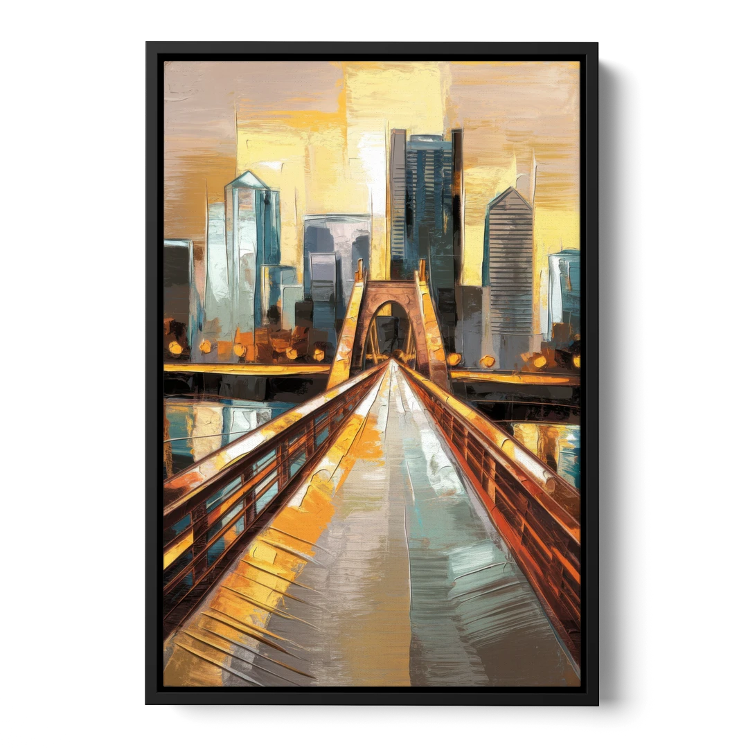 Pittsburgh City of Bridges - Black Framed Canvas Wall Art - Front