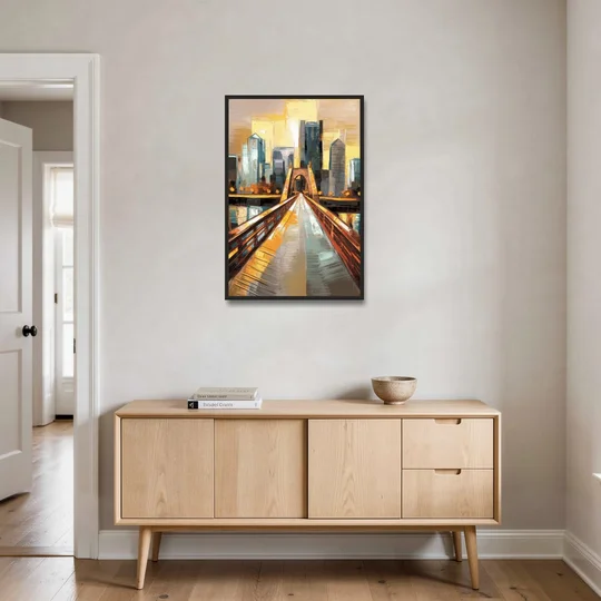 Pittsburgh City of Bridges - Black Framed Canvas Wall Art - Coffee Table - 24x36