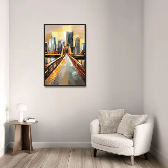 Pittsburgh City of Bridges - Black Framed Canvas Wall Art - Sofa - 24x36