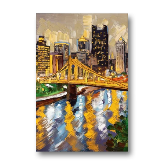 Pittsburgh Downtown Lights - Canvas Wall Art - Front