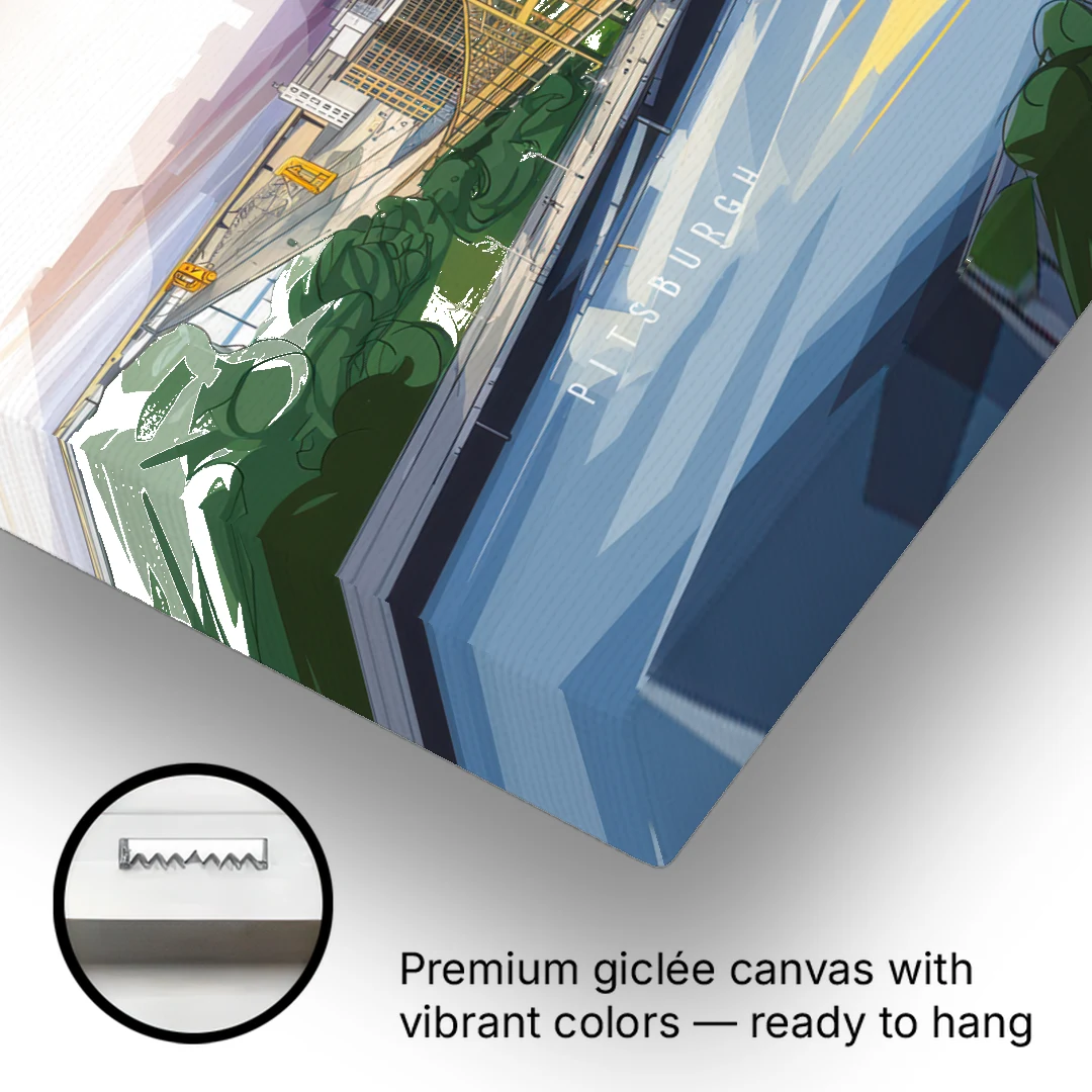 Pittsburgh Golden Triangle View - Canvas Wall Art - Gallery Wrap Corner