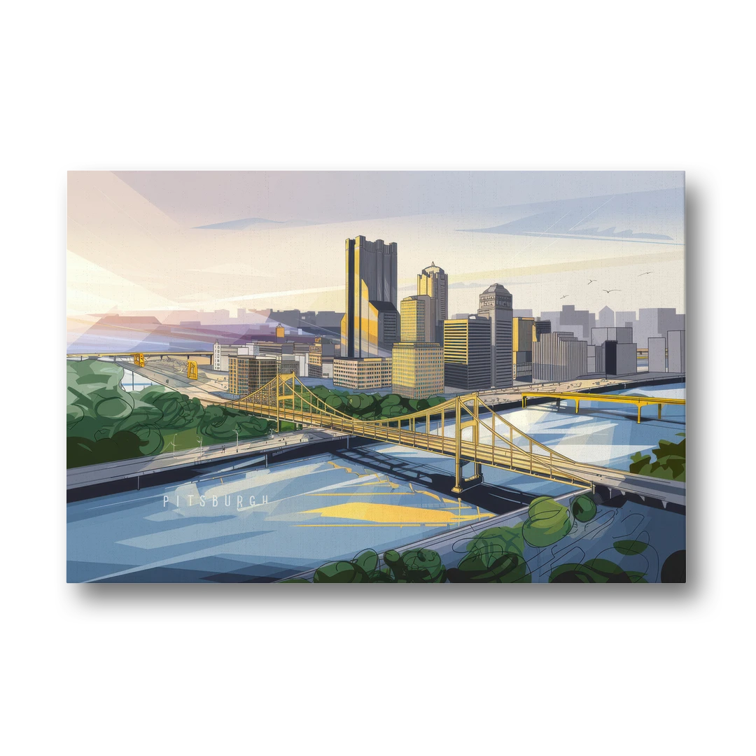 Pittsburgh Golden Triangle View - Canvas Wall Art - Front