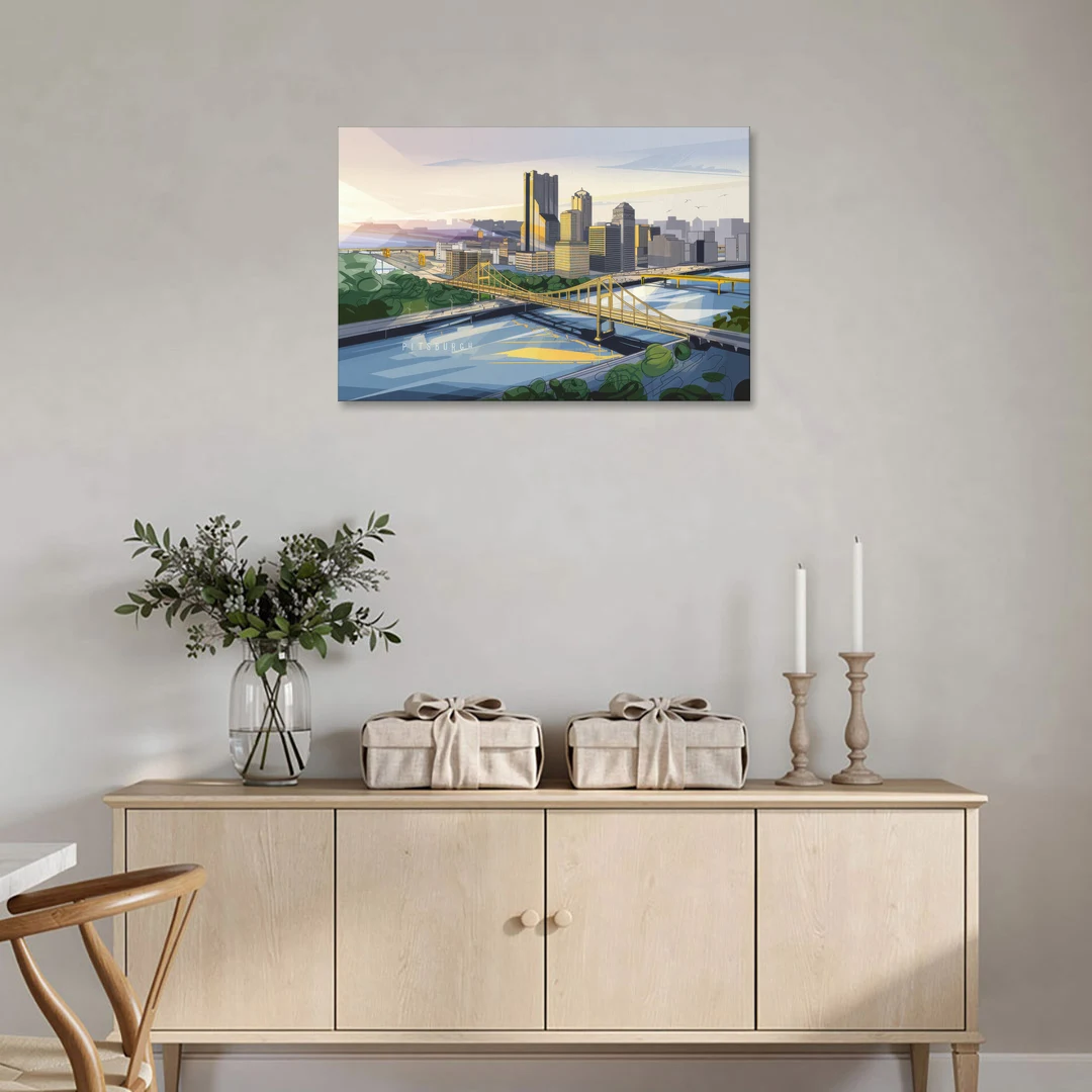 Pittsburgh Golden Triangle View - Canvas Wall Art - Coffee Table - 36x24