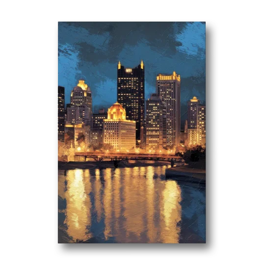 Pittsburgh Nighttime Glow - Canvas Wall Art - Front