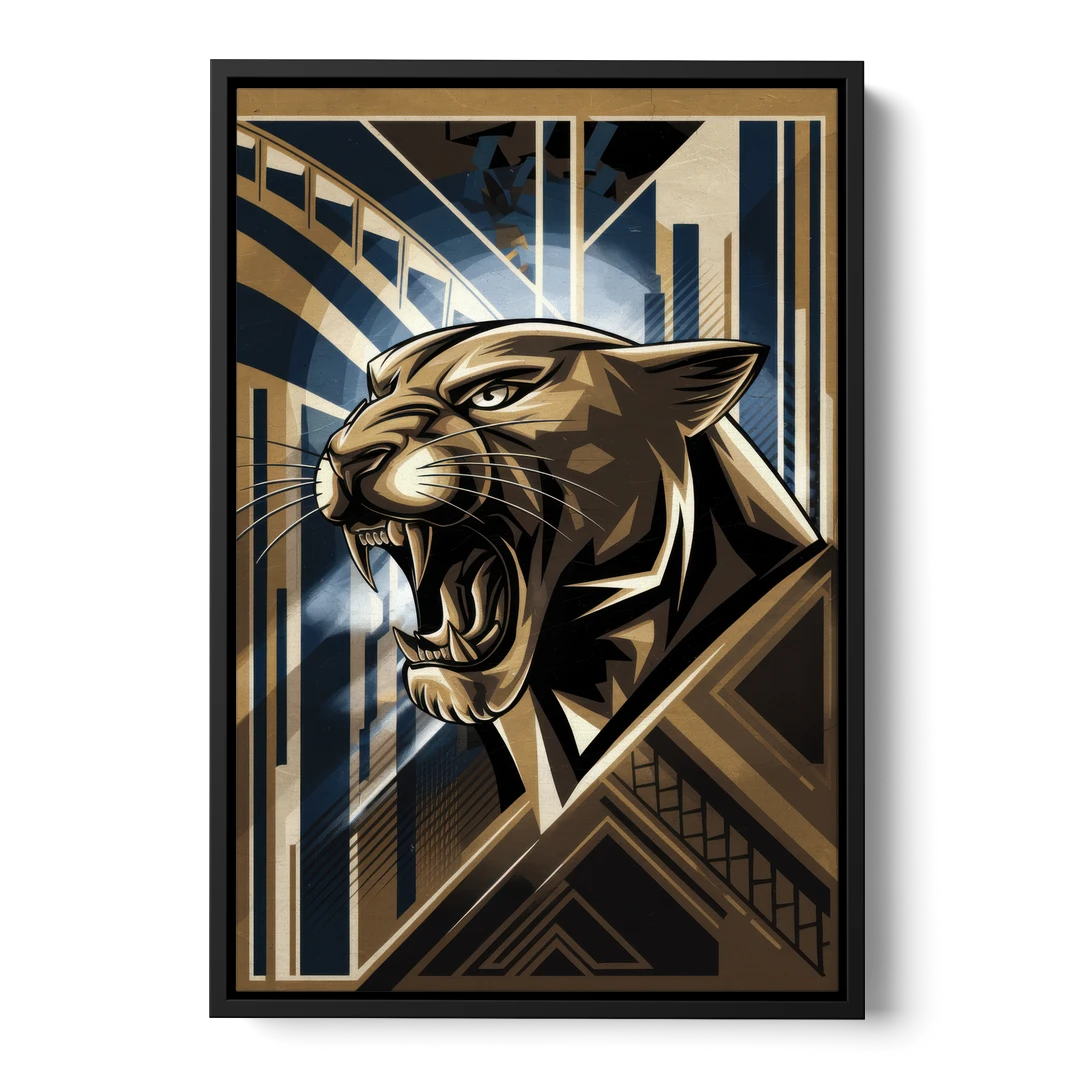 Pittsburgh Panthers Spirit - Black Framed Canvas Wall Art - Front