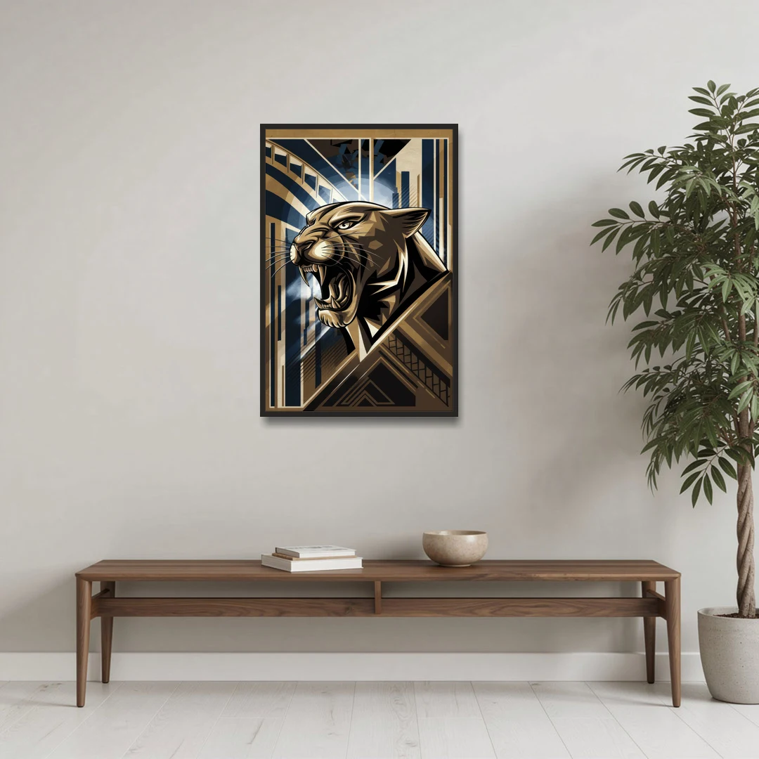 Pittsburgh Panthers Spirit - Black Framed Canvas Wall Art - Coffee Table - 24x36