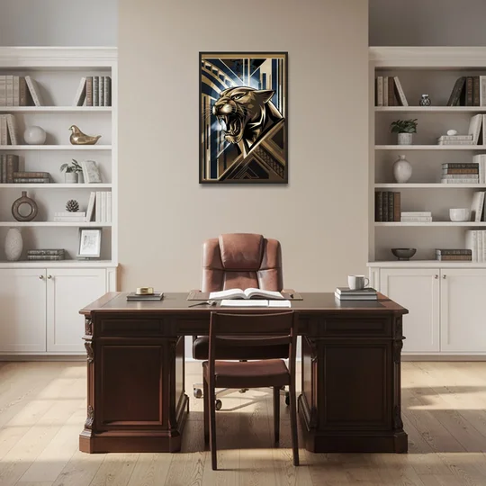 Pittsburgh Panthers Spirit - Black Framed Canvas Wall Art - Office - 24x36