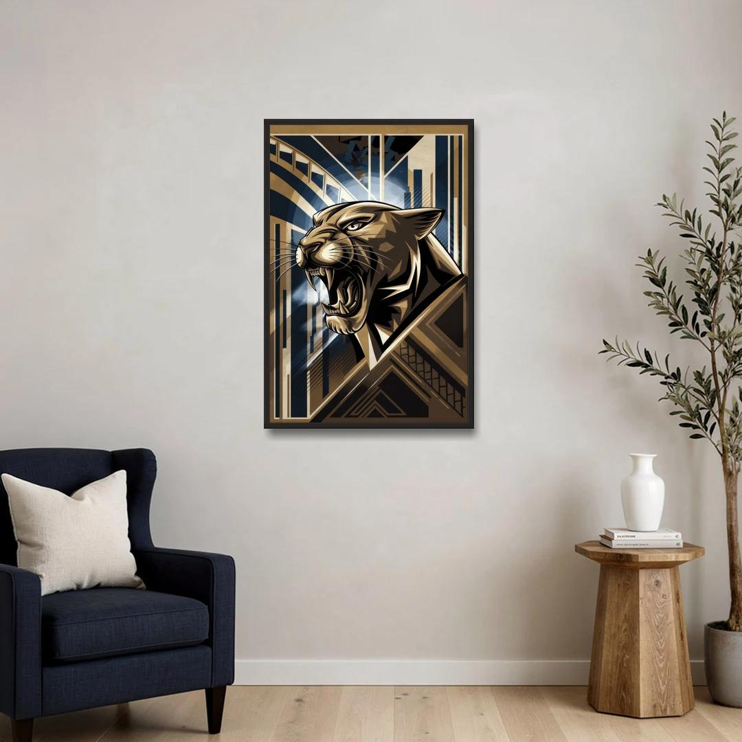 Pittsburgh Panthers Spirit - Black Framed Canvas Wall Art - Sofa - 24x36