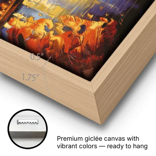 Pittsburgh Skyline in Autumn - Oak Framed Canvas Wall Art - Gallery Wrap Corner