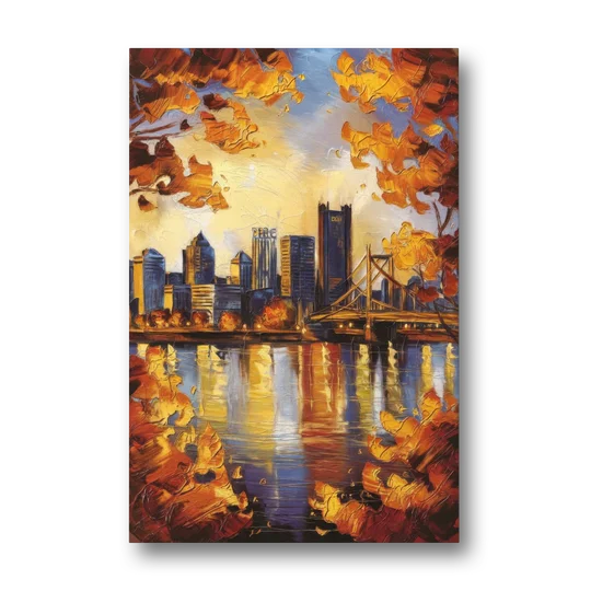 Pittsburgh Skyline in Autumn - Canvas Wall Art - Front