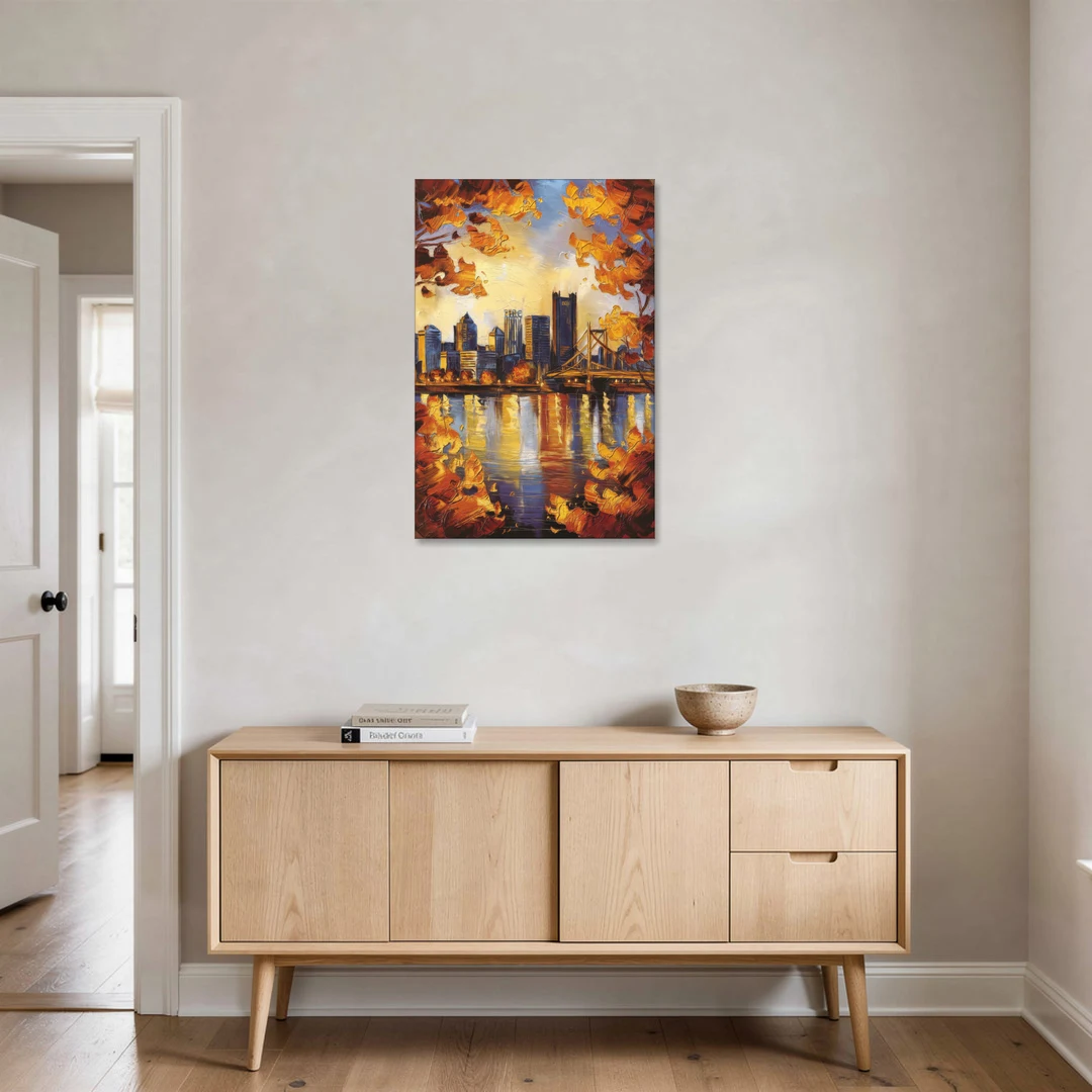 Pittsburgh Skyline in Autumn - Canvas Wall Art - Coffee Table - 24x36