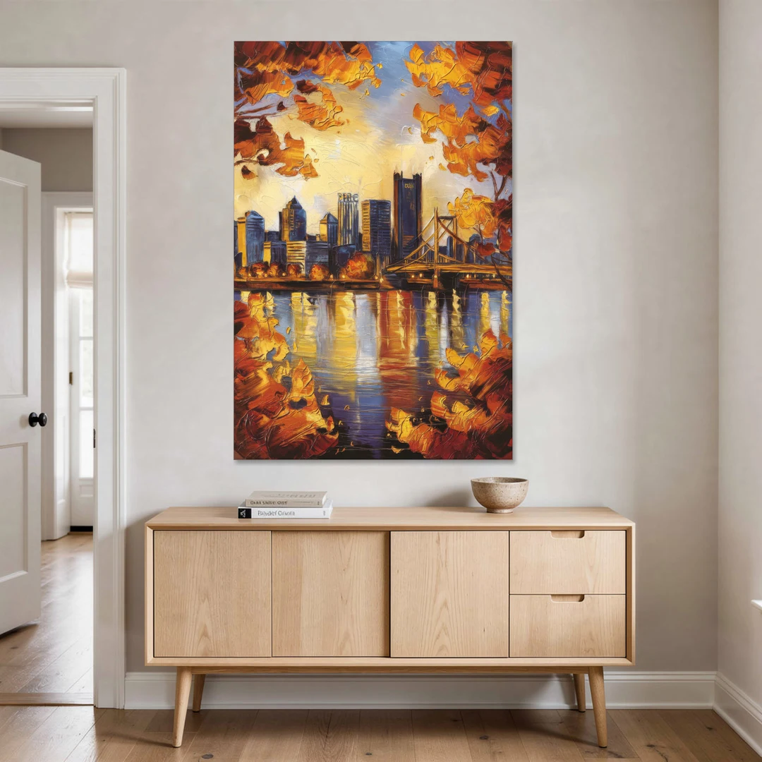 Pittsburgh Skyline in Autumn - Canvas Wall Art - Coffee Table - 40x60