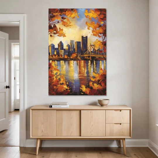 Pittsburgh Skyline in Autumn - Canvas Wall Art - Coffee Table - 40x60