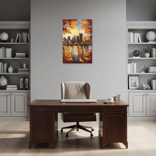 Pittsburgh Skyline in Autumn - Canvas Wall Art - Office - 24x36