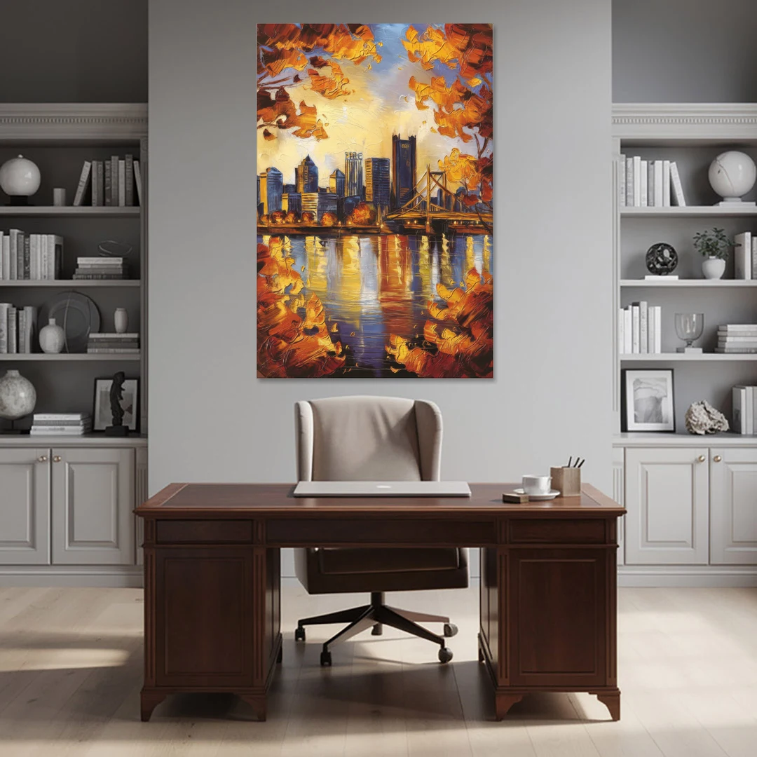 Pittsburgh Skyline in Autumn - Canvas Wall Art - Office - 40x60