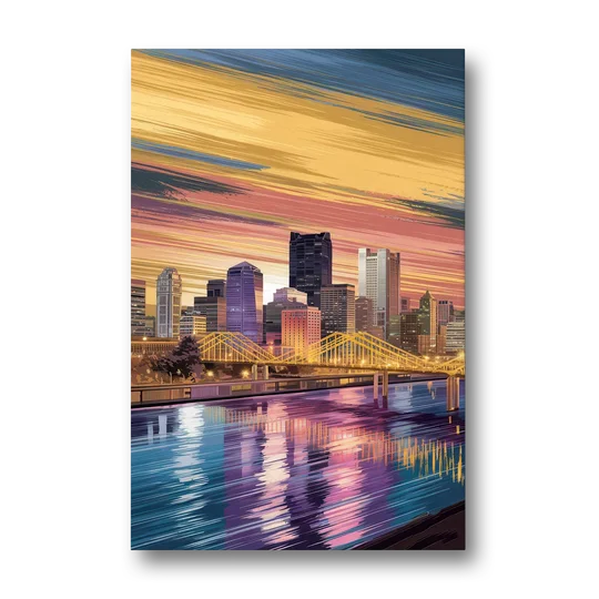 Pittsburgh Skyline Reflection - Canvas Wall Art - Front